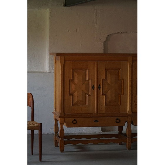 Image 1 of Brutalist vintage sideboard in solid oak, Denmark 1950