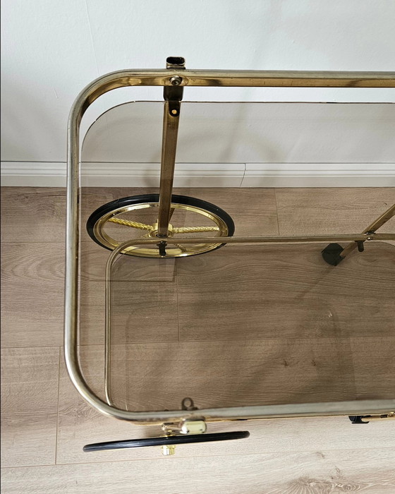 Image 1 of Bar Cart 1980s Aluminum Coated Brass