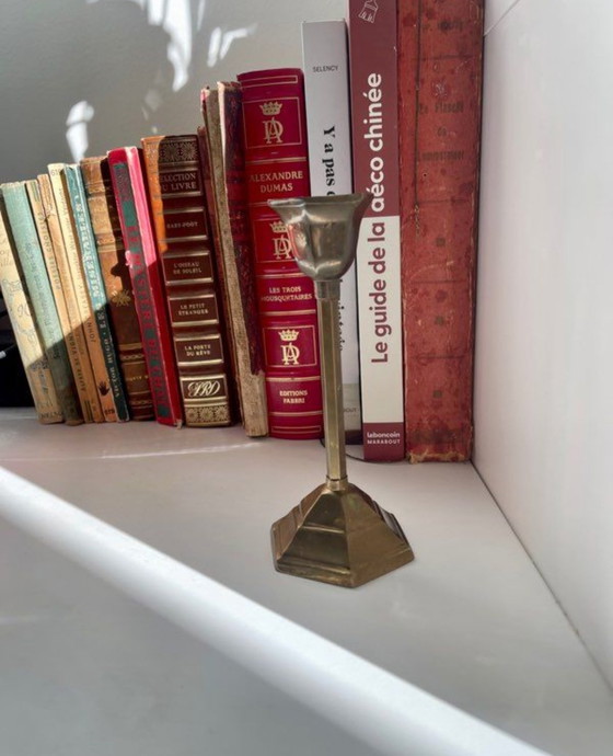 Image 1 of Set di 3 portacandele vintage in ottone