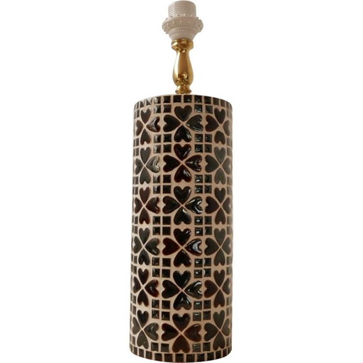 Lampada vintage in ceramica a mosaico e ottone, Svezia 1960