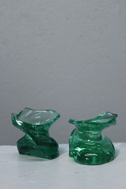 2x "Eole" Candleholders Cristal De Saint-Louis