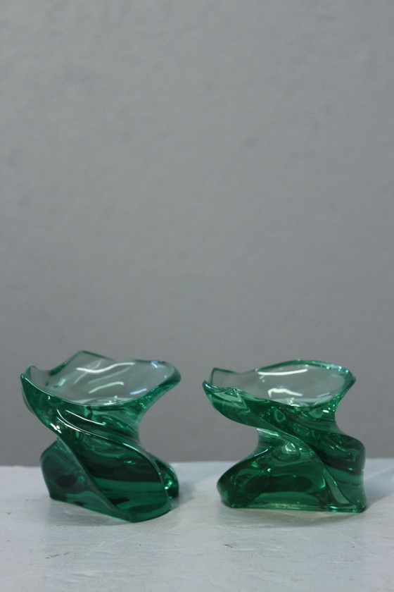 Image 1 of 2x "Eole" Candleholders Cristal De Saint-Louis