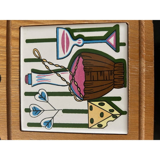 Image 1 of Vintage wood and ceramic trivet, 1960
