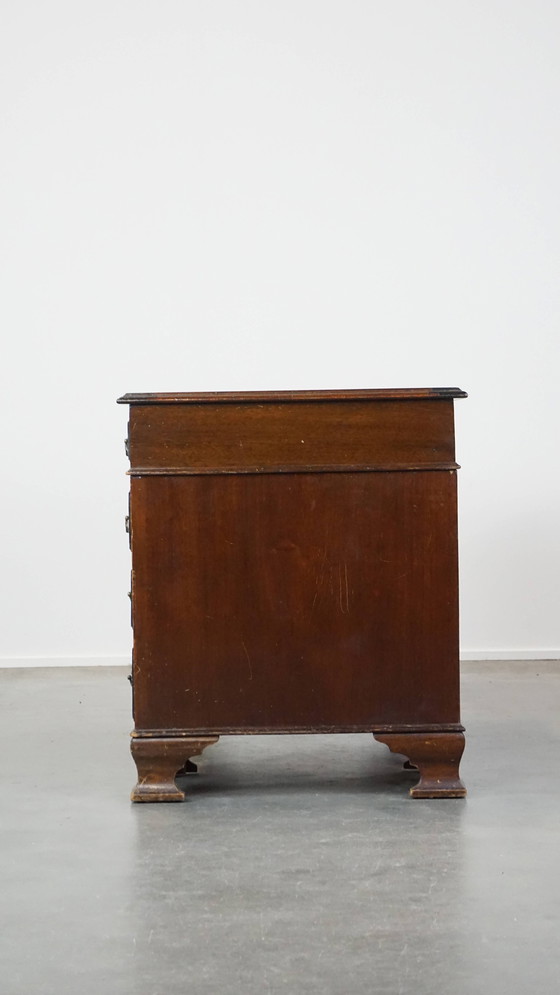 Image 1 of English Desk With Leather Desktop And 9 Drawers