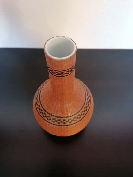 Image 1 of Chinese vase made of porcelain and bamboo