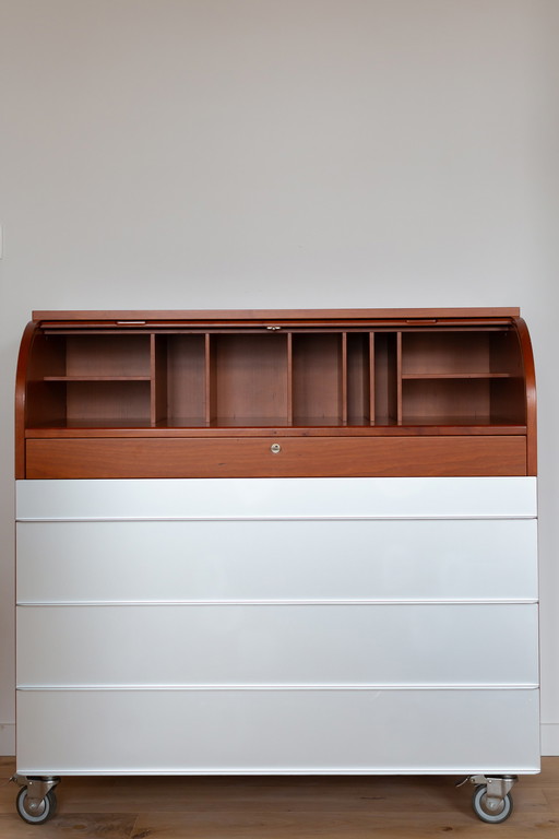 Vico Magistretti Cherrywood and Aluminum Writing Desk for De Padova, Italy