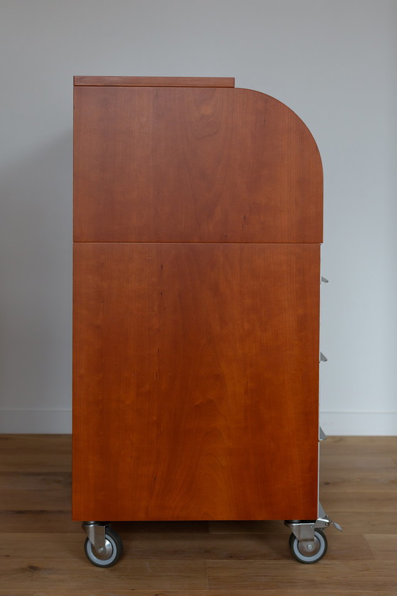 Image 1 of Bureau en cerisier et aluminium Vico Magistretti pour De Padova, Italie