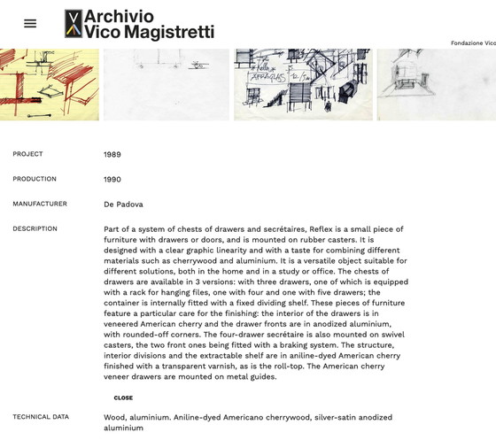 Image 1 of Bureau en cerisier et aluminium Vico Magistretti pour De Padova, Italie