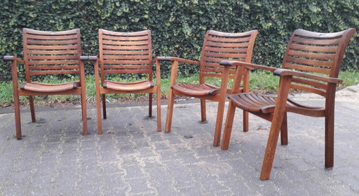 4 Hartman Prestige teak stacking chairs