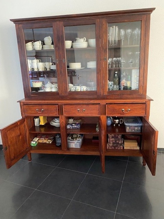 Image 1 of Teak Buffet Cabinet Display Case