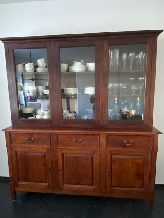 Image 1 of Teak Buffet Cabinet Display Case