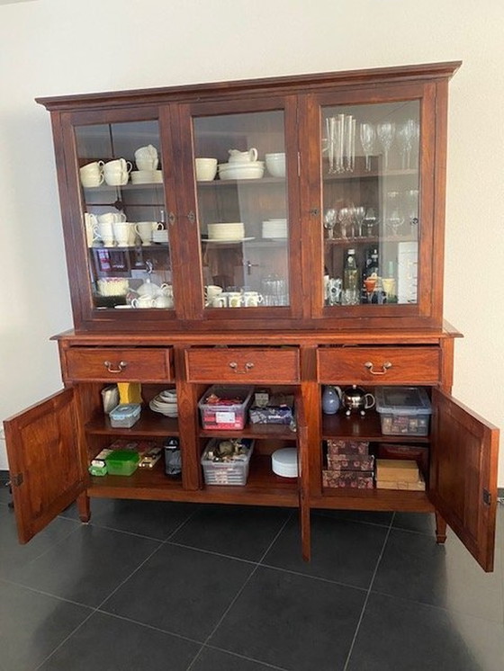 Image 1 of Teak Buffet Cabinet Display Case