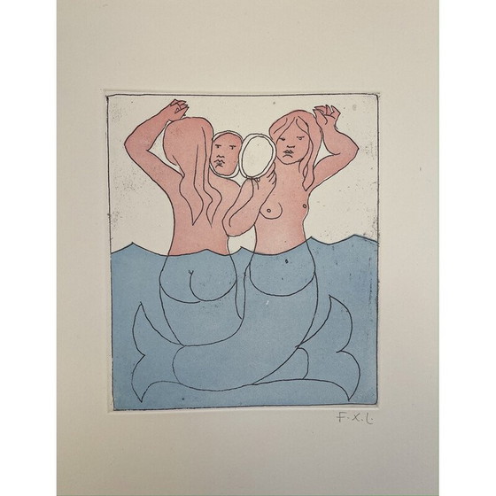 Image 1 of Dipinto d'epoca "Le sirene" su carta di François Xavier Lalanne, Francia, anni 2005