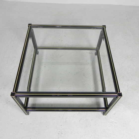 Image 1 of Hollywood Regency coffee table with 2 cut glass shelves, 1970s