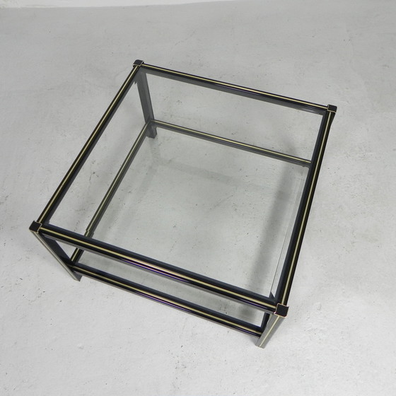 Image 1 of Hollywood Regency coffee table with 2 cut glass shelves, 1970s