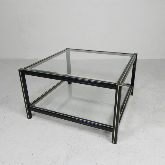 Image 1 of Hollywood Regency coffee table with 2 cut glass shelves, 1970s