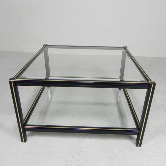 Image 1 of Hollywood Regency coffee table with 2 cut glass shelves, 1970s