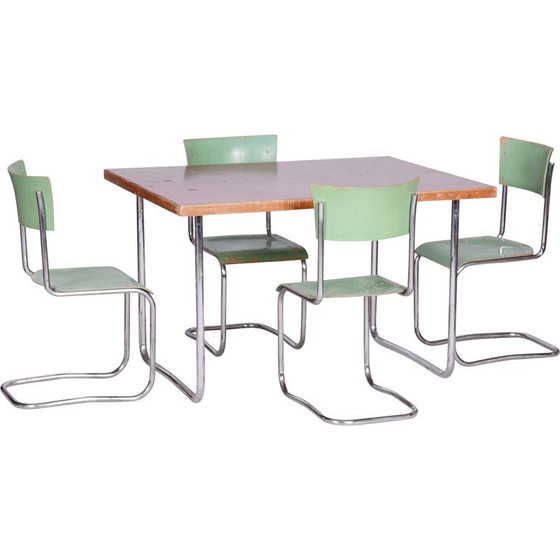 Image 1 of Set of 4 vintage Bauhaus chrome and steel chairs by Robert Slezak, Czechoslovakia1930