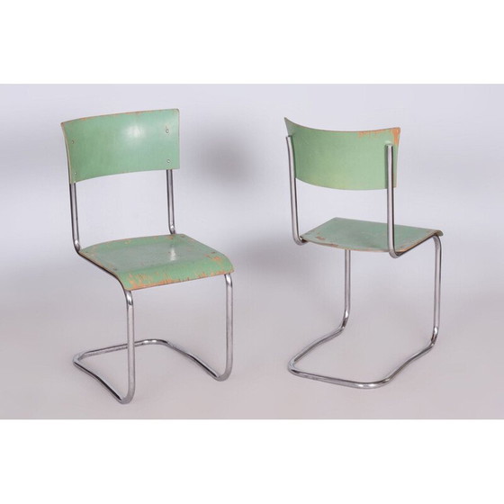Image 1 of Set of 4 vintage Bauhaus chrome and steel chairs by Robert Slezak, Czechoslovakia1930