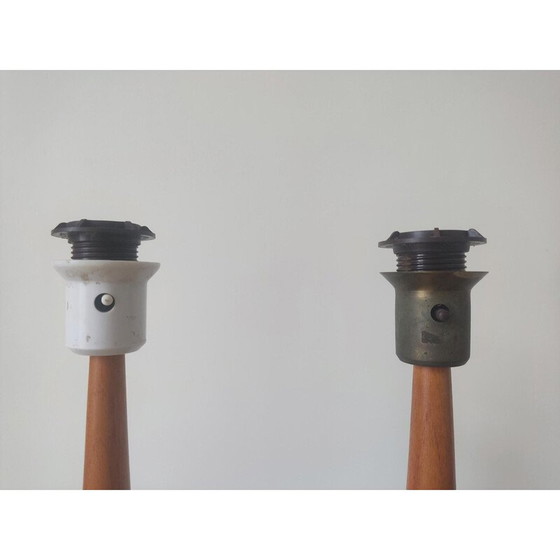 Image 1 of Pair of vintage teak wood table lamps for AB Stilarmatur Tranås, Sweden 1960
