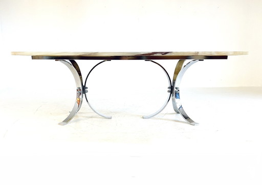 Onyx & Chrome Coffee Table '80