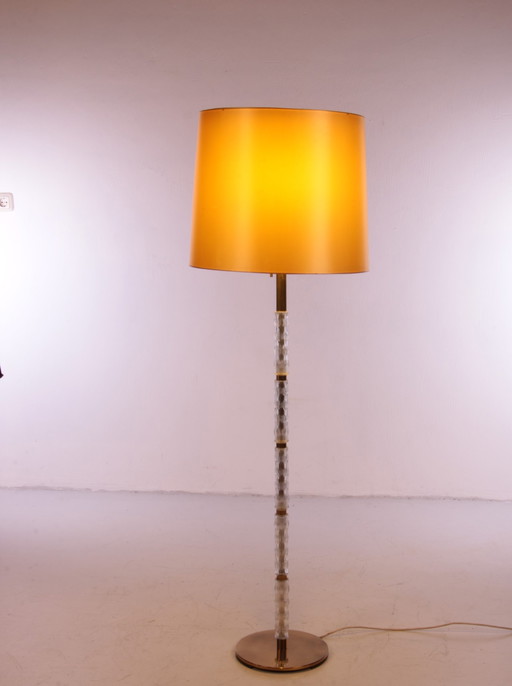 Floor lamp with glass tubes and brass details,1960s