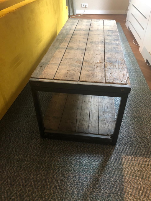 Coffee table with hardwood top