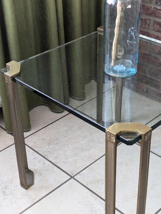 Image 1 of 2x Ghyczy Glass & Brass Brass Side Tables