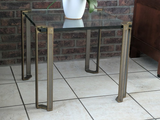 Image 1 of 2x Ghyczy Glass & Brass Brass Side Tables