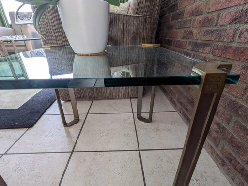 2x Ghyczy Glass & Brass Brass Side Tables