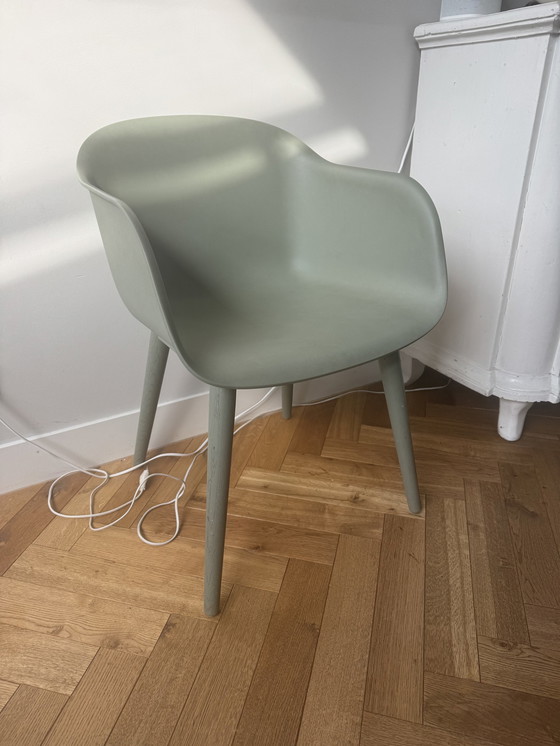 Image 1 of Muuto Green Chair With Oak Wood Base