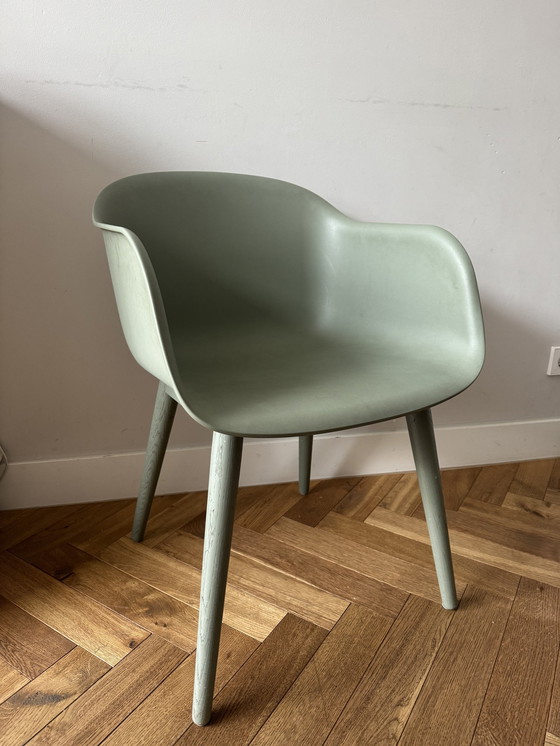 Image 1 of Muuto Green Chair With Oak Wood Base