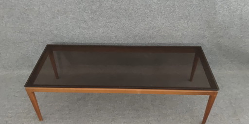Teak coffee table glass midcentury design 60s table vintage