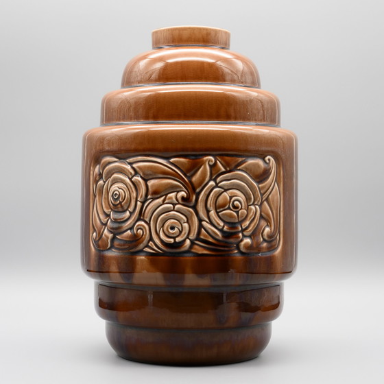 Image 1 of Rare Art Deco Vase by Gustave de Bruyn Fives-Lille France c. 1930 Antique Chic