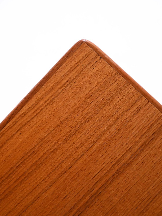 Image 1 of Vintage Teak Nightstand With Gold Metal Handle – Mid-Century Scandinavian Bedside Table