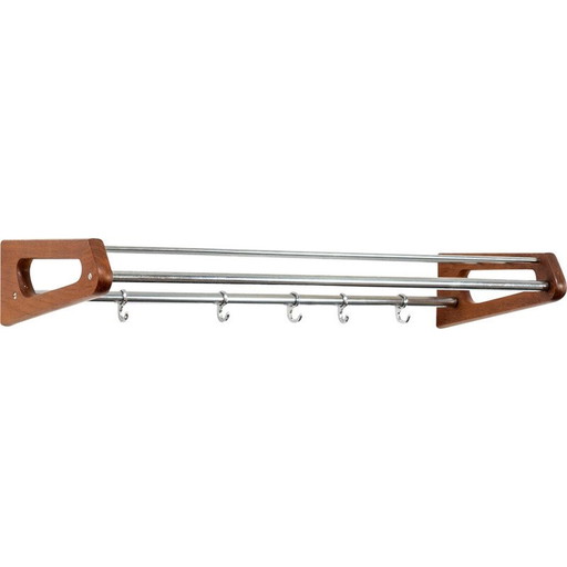 Vintage teak and steel coat rack by Børge Mogensen for Søborg Møbler, Denmark 1960s