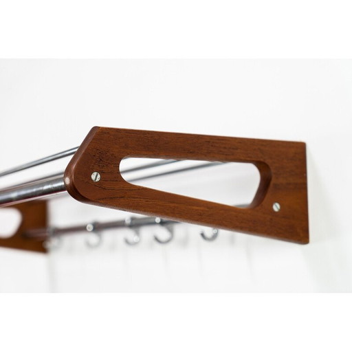 Vintage teak and steel coat rack by Børge Mogensen for Søborg Møbler, Denmark 1960s