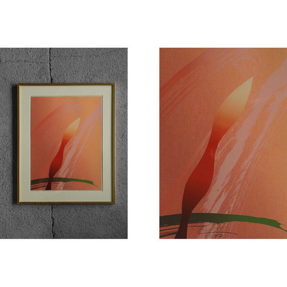 Image 1 of Vintage serigraph Amaryllis by Curt Hillfon, 1960s