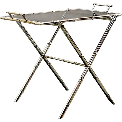 Vintage metal and glass coffee table, Germany 1970