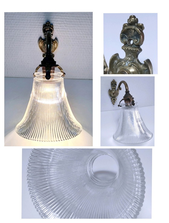 Image 1 of Bronze Glass wall lamp 1900