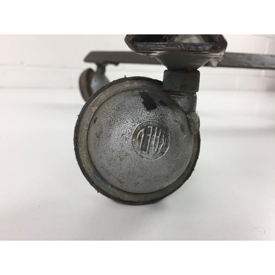 Image 1 of Vintage industrial grey metal and wood chair, Slovakia 1960