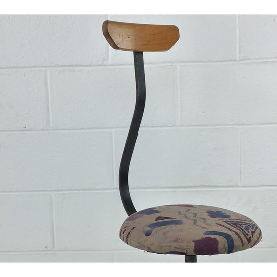 Image 1 of Vintage industrial grey metal and wood chair, Slovakia 1960