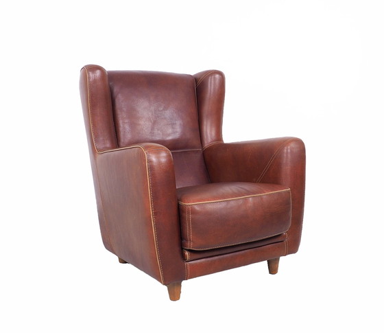 Image 1 of Baxter coganc cuir vintage fauteuil Bergère