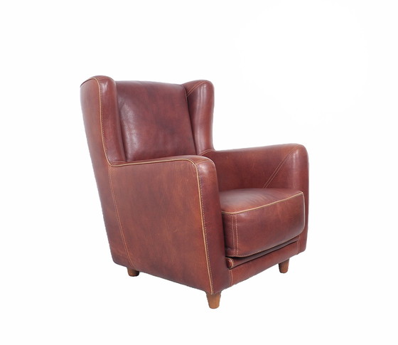 Image 1 of Baxter coganc cuir vintage fauteuil Bergère