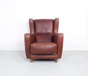 Baxter coganc cuir vintage fauteuil Bergère