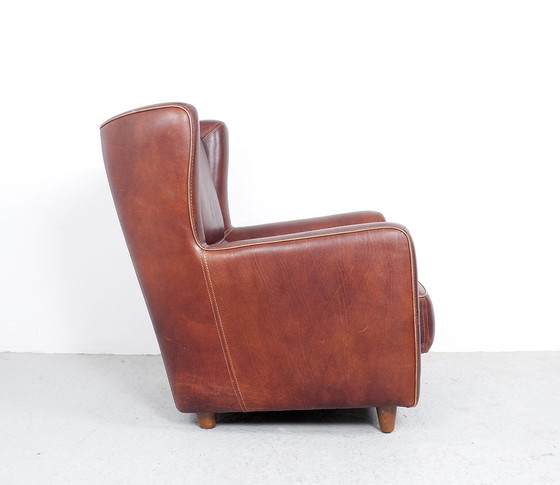 Image 1 of Baxter coganc cuir vintage fauteuil Bergère