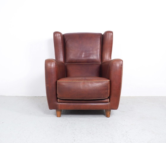 Image 1 of Baxter coganc cuir vintage fauteuil Bergère