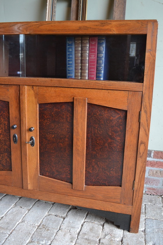 Image 1 of Antique Oak Wooden Art Deco Sideboard.