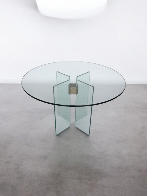 Image 1 of Table à manger en verre et laiton Peter Ghyzcy, Pays-Bas, années 1970