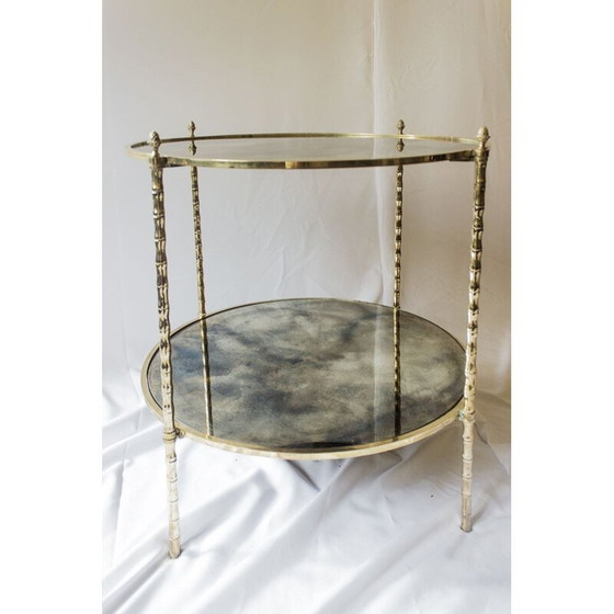 Image 1 of Vintage side table by Maison Baguès in glass and brass, 1960s